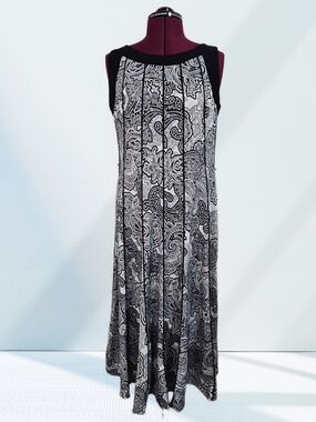 Perceptions Black & White Paisley Patterned Maxi Sundress Dress